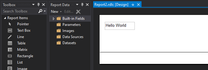 Visual Studio - Report Designer - Added a textbox to a local report (.RDLC)